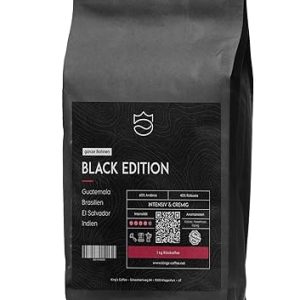 KING'S COFFEE - BLACK EDITION - Kaffeebohnen Crema Intense - säurearm -kleine Chargen-Röstung aus Italien - kräftiger Arabica-Robusta Espresso-Blend für Vollautomaten & Siebträger - 1kg