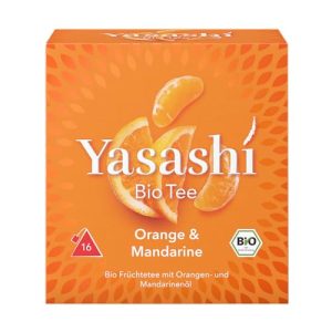 Yasashi Tee | Orange – Mandarine | 16 Pyramidenbeutel | Glutenfrei | Laktosefrei | Vegan