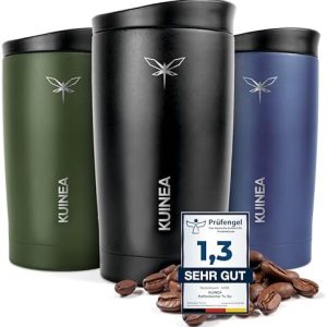 KUINEA Kaffeebecher To Go 350ml [100% auslaufsicher] Edelstahl Thermobecher Kaffee To Go, bis 6h warm, Coffee To Go Becher mit hygienischem Spezial-Verschluss, Travel Mug für Kaffee & Tee, BPA-frei