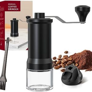 RICHSUM Manuelle Kaffeemühle - Kaffeemühle mit einstellbarem Mahlgrad - Keramikmahlwerk und Edelstahlgriff - Geeignet für Espresso und Filterkaffee