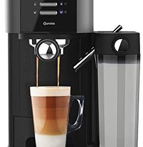 Cecotec Semiautomatischer Kaffee Instant Power-ccino 20 Chic Nera Serie. für gemahlenen Kaffee und Kapselkaffee 20 Riegel, Milchtank 0,7 ml, Wassertank 1,7 l.