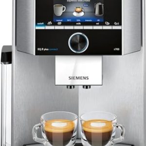 Siemens Kaffeevollautomat EQ.9 plus connect s700 TI9578X1DE, App-Steuerung, Barista-Modus, 6 Temperatureinstellungen, Premiummahlwerk, aromaIntense, automatische Dampfreinigung, 1500 W, edelstahl