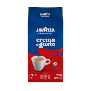 Lavazza, Crema e Gusto Classico, Gemahlener Kaffee, für Mokka-Kannen oder Filterkaffee, Ausgewogener Geschmack, Intensität 7/10, Würzige Aromen, Arabica & Robusta, Dunkle Röstung, 10 Packungen à 250 g