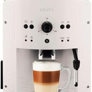 Krups Arabica Picto Kaffeevollautomat, Milchschaumdüse, 2-Tassen-Funktion, Drehregler, Einfache Reinigung, Kaffeemaschine, TÜV-Siegel, Weiß, EA810870