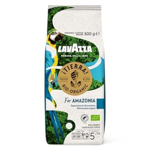 Lavazza, Tierra For Amazonia, 100 % Bio-Arabica Kaffeebohnen, Ideal für Espressomaschinen, Fruchtige & Blumige Aromanoten, Ausgewogener Geschmack, Intensität 5/10, Mittlere Röstung, 500 g Packung