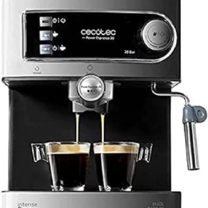 Cecotec Espressomaschine Cumbia Power Espresso 20 Barista Aromax. Leistung 2900 W, 2 Heizsysteme, 20-bar-Druckpumpe, Manometer, Doppelauslassfilterhalter und 2 Filter (Basic)