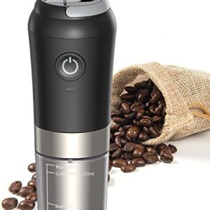 OBEST Elektrische Kaffeemühle,Drei in Einer Kaffeemühle,Kaffeemühle und Brühmaschine,Einstellbarer Gewürzmischer,Abnehmbare Tasse,Geeignet für Kaffeebohnen,Vanille,Gewürze