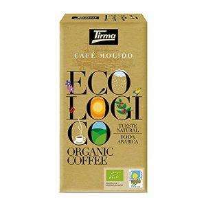 Tirma Bio gemahlene Mischung Kaffee 100% Arabica Reichhaltiger Geschmack und Aroma Reich an Antioxidantien für Cafetière French Press Filter Pour Over Tropfer Moka Pot Aeropress 250g