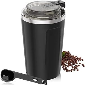 Kaffeemühle, Elektrische Espresso Kaffeebohnen Gewürzmühle, Kaffeeklinge Mühlen,Eins Berühren Tragbare Mühle, für Kaffeebohnen, Gewürze, Kräuter, Nüsse, Getreide, Schwarz