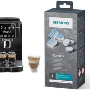 De'Longhi Magnifica Start ECAM222.20.B, Kaffeevollautomat mit Milchaufschäumdüse & Siemens Multipack TZ80003A, Inhalt: 1 x 10 Reinigungstabletten (je 2,2 g) und 2 x 3 Entkalkungstabletten