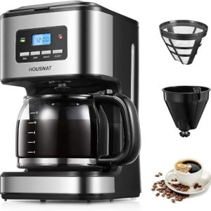 HOUSNAT FilterKaffeemaschine, Programmierbare Kaffeemaschine, Duschkopf Technologie & Optimale Brühtemperatur, Schnellheizsystem & Timer & Warmhaltefunktion, Kapazität für bis zu 1,8L 12 Tassen