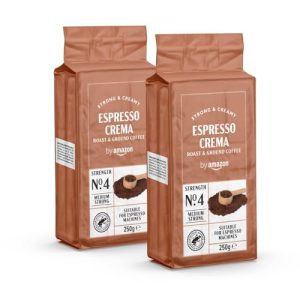 by Amazon Espresso Crema gemahlener Kaffee 500 g (2 x 250 g) - Mittlere Röstung Rainforest Alliance-Zertifizierung (Früher Marke Happy Belly)