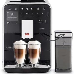 Melitta Caffeo Barista TS Smart - Kaffeevollautomat mit Milchsystem, Kaffeemaschine mit Mahlwerk und 2-Kammer-Bohnenbehälter für 21 Kaffeespezialitäten, App Steuerung möglich, schwarz