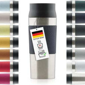 Blumtal Thermobecher 500 ml - Kaffeebecher to go aus Edelstahl - auslaufsicherer Isolierbecher kalt/heiß - Mug mit 360° Trinköffnung - Thermosbecher + Quick-Press-Verschluss - Coffee Mug - Dunkelblau