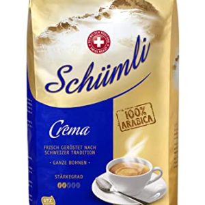 Schümli Crema Ganze Kaffeebohnen 1kg - Stärkegrad 2/5 - UTZ-zertifiziert | 1kg (1er Pack)