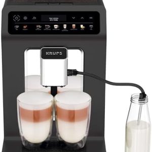 Krups Evidence One Kaffeevollautomat mit Milchschlauch, 12 Getränke, 2-Tassen-Funktion, Farbdisplay, Kaffeemaschine, TÜV-Siegel, Schwarz, EA895N10