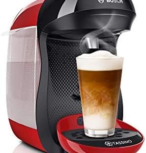 Tassimo Happy Kapselmaschine TAS1003 Kaffeemaschine by Bosch, über 70 Getränke, vollautomatisch, geeignet für alle Tassen, platzsparend, 1400 W, 0.7 liters, Rot/Antharzit