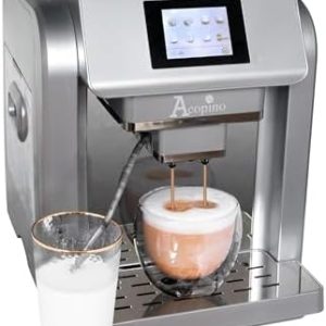 Acopino Monza One Touch Kaffeevollautomat und Espressomaschine mit Milchsystem, Cappuccino und Espresso auf Knopfdruck in silber