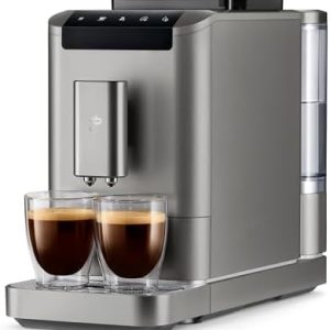 Tchibo Kaffeevollautomat Esperto2 Caffè mit 2-Tassen-Funktion für Caffè Crema und Espresso, Titanum Silver