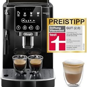 De'Longhi Magnifica Start ECAM222.20.B, Kaffeevollautomat mit Milchaufschäumdüse, für Cappuccino, mit Espresso-Direktwahltase und 2x Espresso Funktion, 13-stufiges Kegelmahlwerk, 1450 W, Schwarz