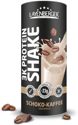 Layenberger 3K Protein Shake - 75 % Eiweiß und nur 4,5 % Kohlenhydrate bei 6,8 g Zucker, (1x 360 g) - Schoko-Kaffee