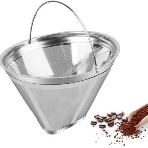 Kaffeefilter Größe 4 Wiederverwendbar Kaffeefilter Edelstahl Kaffee Dauerfilter mit Griff, Waschbar kaffee filter für Herstellung von Manuellem Kaffee