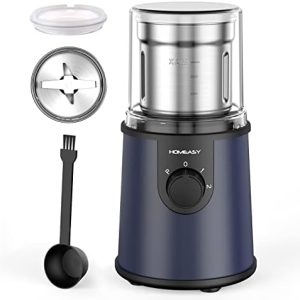 HOMEASY Kaffeemühle Elektrisch 350W 3 Geschwindigkeiten Gewürzmühle Edelstahlbehälter mit 4 Edelstahlmesser, Füllmenge 80g, Getreidemühle für Kaffeebohnen Pesto Gewürze Nüsse Zucker Kräuter