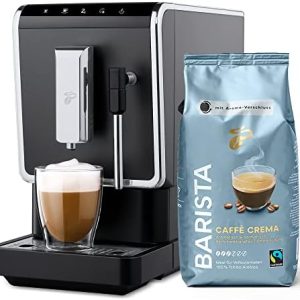 Tchibo Kaffeevollautomat Esperto Latte mit Milchaufschäumfunktion, inkl. 1kg Barista Caffè Crema für Caffè Crema, Espresso, Cappuccino und Milchschaum, Anthrazit