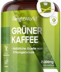 Grüner Kaffee 21.000mg - Alternative zu Grüner Tee & Koffeintabletten - Grüner Kaffeebohnen Extrakt - 90 Kaffeepulver Kapseln - Superfood mit Chlorogensäure und Koffein - Green Coffee - WeightWorld