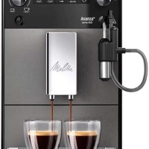 Melitta Avanza - Kaffeevollautomat mit Milchsystem, Kaffeemaschine mit Mahlwerk und extragroßem Wassertank (1,5 l) für z. B. Cappuccino oder Espresso, mystic titan