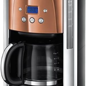 Russell Hobbs Digitale Kaffeemaschine Luna Edelstahl/Kupfer, programmierbarer Timer, bis 12 Tassen, 1,5l Glaskanne, Warmhalteplatte, Abschaltautomatik, 1000W, Filterkaffeemaschine 24320-56