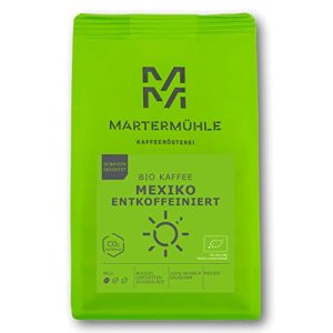 Martermühle Mexiko Bio Kaffeebohnen entkoffeiniert 1kg mild I Arabica I Aromen: Nougat, Zartbitterschokolade I Ganze Bio Kaffee-Bohnen schonend geröstet, säurearm