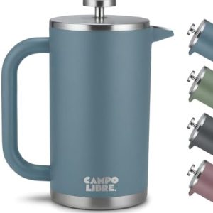 Campo Libre.® Giorgio. French Press I Kaffeebereiter aus doppelwandigem Edelstahl 1l I plastikfreie Kaffeepresse mit Thermofunktion inkl. Ersatzfilter I Kaffeezubereiter auch für Zuhause…