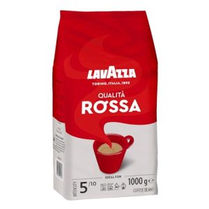 Lavazza, Qualità Rossa, Arabica & Robusta Kaffeebohnen, mit Aromanoten von Schokolade und Trockenfrüchten, Intensität 5/10, Mittlere Röstung, 1 Kg