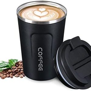 Flintronic Kaffeebecher to go, 380ML Thermobecher Doppelwand Isoliert, Kaffeetasse mit Auslaufsicherem Deckel, Kaffeetasse Thermobecher Isolierbecher,Kaffeebecher Edelstahl Travel Mug für Kaffee e Tee