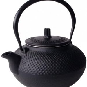 HiT Teekanne Guss 1,5L Asia Japan Style Teesieb Tee Kanne, Schwarz