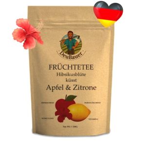 Hibiskustee küsst Apfel & Zitrone 100g - fruchtiger einzigartiger Geschmack - Premium Tee lose - Hibiskusblüten-tee Apfel-tee Zitronen-tee