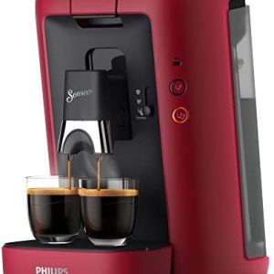 Philips Domestic Appliances Senseo Maestro Kaffeepadmaschine mit Kaffeestärkewahl und Memo-Funktion, 1,2 Liter Wasserbehälter, Grünes Produkt, Farbe: Rot (CSA260/90)