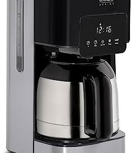 Caso Coffee Taste and Style Thermo - Kaffeemaschine mit Permanentfilter, 1,2 l, optimale Brühtemperatur 92-96 °C, Tropf-Stopp, optimierter Brühkopf, Isolierkanne, edelstahl, schwarz, 1847, 10 Tassen