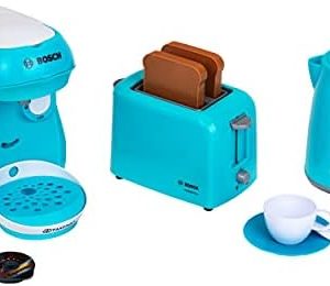 Theo Klein 9519 Bosch Frühstücksset I Küchenzubehör-Set bestehend aus Toaster, Kaffeemaschine und Wasserkocher I Spielzeug für Kinder ab 3 Jahren