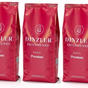 Dinzler Kaffeerösterei - Kaffee Premium - Kaffee | ganze Kaffeebohnen | kräftige Frühstückskaffee | wenig Säure | 3kg ganze Bohne SPARSET | Ideal geeignet für Vollautomaten | Hervorragendes Aroma