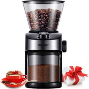 SHARDOR Kaffeemühle, Kaffeemühle Elektrisch mit 25 Mahleinstellungen, Coffee Grinder mit präziser Digitalanzeige, Scheibenmahlwerk Für Espresso, Tropfkaffee und French Press, 200W, 200g Bohnenbehälter