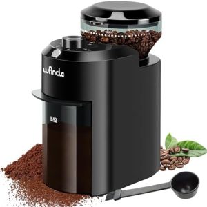 Wancle Elektrische Kaffeemühle - Einstellbarer scheibenmahlwerk kaffeemühle für Kaffeebohnen mit 28 Präzisen Mahlstufen - Perfekt für 12 Tassen