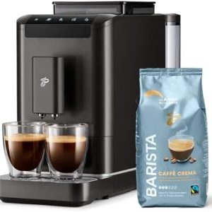 Tchibo Kaffeevollautomat Esperto2 Caffè mit 2-Tassen-Funktion inkl. 1kg Barista für Caffè Crema und Espresso, Granite Black