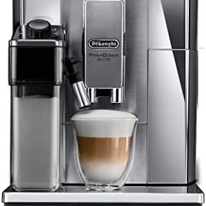 De'Longhi PrimaDonna Elite ECAM 656.75.MS Kaffeevollautomat mit 4,3 Zoll Farbdisplay automatischer Milchschaum 2 Tassen Funktion 1350W großer 2 L Wassertank Coffee Link App silber