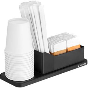 Navaris Kaffee Organizer Set - 24,4 x 8,7 x 6,8cm - Aufbewahrungsbox Kaffeezubehör - Zubehör Box für z. B. Becher Zucker Milch Kaffeesahne Kapseln