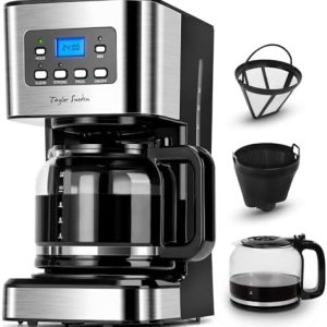 Taylor Swoden Darcy - 950W Kaffeemaschine mit Timer,1.5L Filterkaffeemaschine 12 Tassen, Abschaltautomatik, Tropf-Stopp, Wiederverwendbarem Filter und Heizplatte, BPA-frei, Schwarz