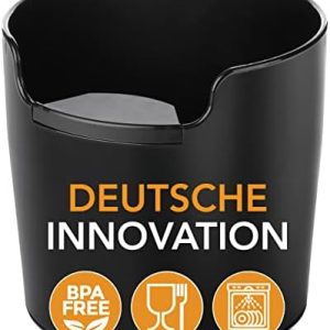 homeffect® Abklopfbehälter mit verbesserter Handhabung - Made in Germany - Abschlagbehälter für Siebträger-Maschinen - Knock Box, Schwarz - Barista Zubehör zum Kaffeesatz sammeln & recyceln