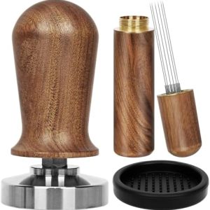 Y-Step 51mm Espresso Tamper Set mit Druckreguliereung - 14kg, Kaffee Tamper mit Feder Belastet, Silikon Matte, Kaffeerührer Espresso Distribution Tool, Kaffee Stempel Kit für Espresso Maschine