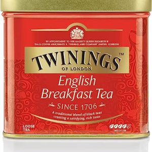 Twinings English Breakfast Tea Schwarzer Tee lose in der TeeDose kräftiger Schwarztee aus hochwertigen Teeblättern gepflückt in Sri Lankas und Indiens besten Teegärten g, Neutral, 100 gramm